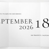 Invitation Trois Volets Mariage texte noir blanc gras minimum Date de sauv (Intérieur au milieu)