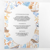 Invitation Trois Volets Mariage thème nautique phare aquarelle (Intérieur en premier)
