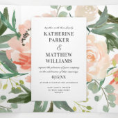 Invitation Trois Volets Mariage tout-en-un à l'aquarelle douce (Intérieur au milieu)