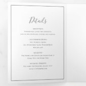 Invitation Trois Volets Mariage traditionnel gris élégant (Intérieur en premier)