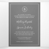 Invitation Trois Volets Mariage traditionnel gris élégant (Intérieur au milieu)