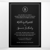 Invitation Trois Volets Mariage traditionnel noir élégant (Intérieur au milieu)