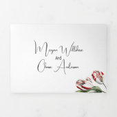 Invitation Trois Volets Mariage | Tulipes Rembrandt blanches et rouges flo (Page de couverture)