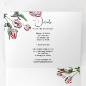 Invitation Trois Volets Mariage | Tulipes Rembrandt blanches et rouges flo (Intérieur en premier)