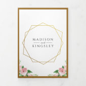 Invitation Trois Volets Mariage végétal rose Fab (Page de couverture)