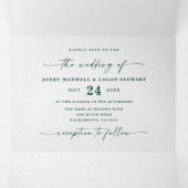 Invitation Trois Volets Mariage vert émeraude Abstrait moderne (Intérieur au milieu)