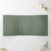Invitation Trois Volets Mariage vert simple Boho Arch Sage (Intérieur)