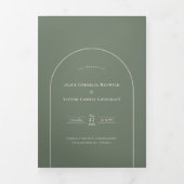 Invitation Trois Volets Mariage vert simple Boho Arch Sage (Page de couverture)