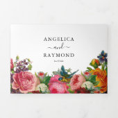 Invitation Trois Volets Mariage vintage Floral élégant (Page de couverture)