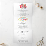 Invitation Trois Volets Mariage Whimsical Las Vegas<br><div class="desc">Faire-part de mariage sur le thème de Las Vegas avec détails clients et un coupon rsvp coupé.</div>