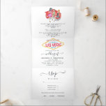 Invitation Trois Volets Mariage Whimsical Las Vegas<br><div class="desc">Faire-part de mariage sur le thème de Las Vegas avec détails clients et un coupon rsvp coupé.</div>