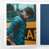 Invitation Trois Volets Marine Blue Modern Textured Photo Graduation (Intérieur en premier)