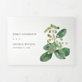 INVITATION TROIS VOLETS MARINE KRAFT BERRY LEAFY FOLIAGE MARIAGE VERT (Page de couverture)
