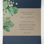 INVITATION TROIS VOLETS MARINE KRAFT BERRY LEAFY FOLIAGE MARIAGE VERT (Intérieur au milieu)