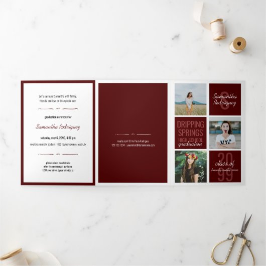 Invitation Trois Volets Maroon 5-Photo Fun Boxes Graduation (Extérieur)