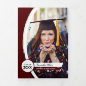 Invitation Trois Volets Maroon cadre courbé Trois diplômes photo (Page de couverture)