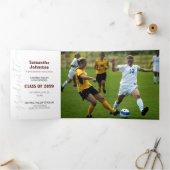 Invitation Trois Volets Maroon Graduate Script Modern Trois Photo (Intérieur)