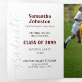 Invitation Trois Volets Maroon Graduate Script Modern Trois Photo (Intérieur en premier)