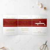 Invitation Trois Volets Maroon Red & Gold Modern Mariage Suite (Intérieur)