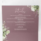 Invitation Trois Volets Mauve Elégant Vert Mariage Photo Floral (Intérieur en premier)