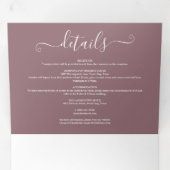 Invitation Trois Volets Mauve Modern Script Monogramme Mariage photo (Intérieur en premier)