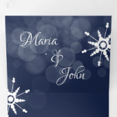 Invitation Trois Volets Merveilleux Mariage d'hiver Snowflakes Bokeh Lumiè (Intérieur en premier)