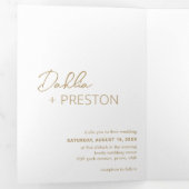 Invitation Trois Volets Minimal Gold Photo Mariage moderne (Intérieur en premier)