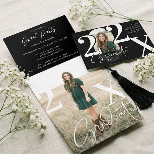 Invitation Trois Volets Minimal Modern Bold Graduation Year Arch Photo