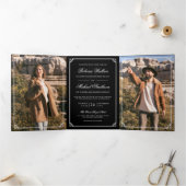 Invitation Trois Volets Minimalist Photo Black and White QR Code Wedding (Intérieur)