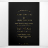 Invitation Trois Volets Minimaliste moderne | Or noir (Intérieur au milieu)