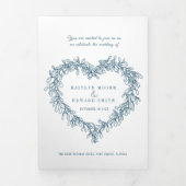 Invitation Trois Volets Mistletoe bleu blanc mariage option RSVP (Page de couverture)