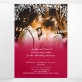 Invitation Trois Volets Mistletoe rouge blanc mariage option RSVP (Intérieur au milieu)