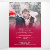 Invitation Trois Volets Mistletoe rouge blanc mariage option RSVP (Intérieur au milieu)