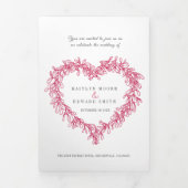 Invitation Trois Volets Mistletoe rouge mariage option RSVP QR Code (Page de couverture)