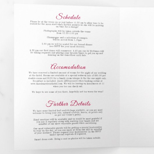 Invitation Trois Volets Mistletoe rouge mariage option RSVP QR Code (Intérieur en premier)