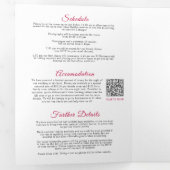 Invitation Trois Volets Mistletoe rouge option de repas de mariage blanc R (Intérieur en premier)