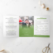Invitation Trois Volets Mistletoe vert blanc mariage option RSVP (Intérieur)