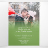 Invitation Trois Volets Mistletoe vert blanc mariage option RSVP Tri (Intérieur au milieu)