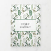 Invitation Trois Volets Mode Sage Green Leaf Pattern Photo Wedding (Page de couverture)