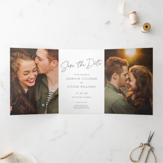 Invitation Trois Volets Modern Chic, Instruction Enregistrer Le Carte phot (Intérieur)