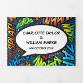 Invitation Trois Volets Modern Fun Comic Book Mariage photo (Page de couverture)