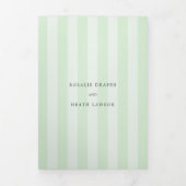 Invitation Trois Volets Modern Green Stripes Elegant Wedding (Page de couverture)