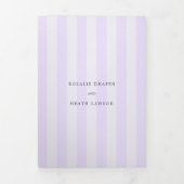 Invitation Trois Volets Modern Purple Stripes Elegant Wedding (Page de couverture)