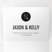 Invitation Trois Volets Moderne minimal Gras Noir Blanc Geo Simple Plain (Intérieur en premier)