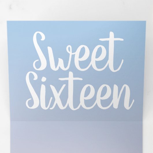 Invitation Trois Volets Moderne Sweet 16 Pastel Ombre Deux Tons (Intérieur en premier)