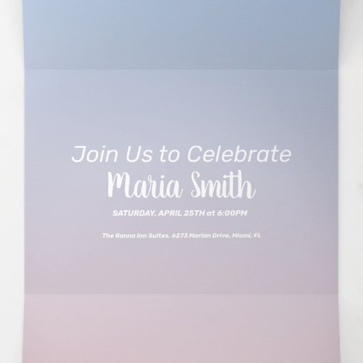 Invitation Trois Volets Moderne Sweet 16 Pastel Ombre Deux Tons (Intérieur au milieu)