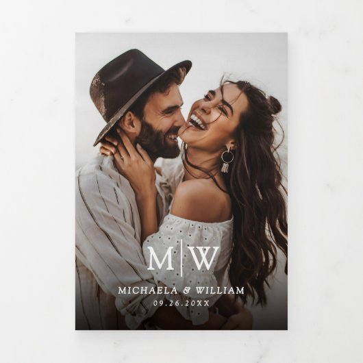 Invitation Trois Volets Moderne tout en un détail RSVP QR Code Mariage (Page de couverture)