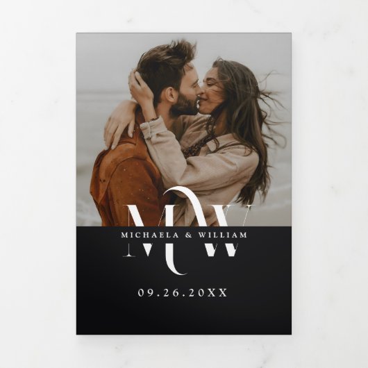 Invitation Trois Volets Moderne tout en un détail RSVP QR Code Mariage (Page de couverture)