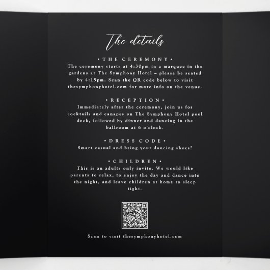 Invitation Trois Volets Moderne tout en un détail RSVP QR Code Mariage (Intérieur au milieu)