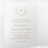Invitation Trois Volets Monogramme de couronne d'or Code QR Mariage élégan (Intérieur en premier)